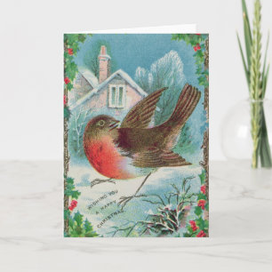 Carte de Noël représentant un robin
