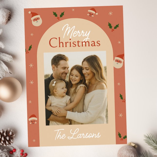 Carte de Noël rétro avec Santa et houx (Créateur téléchargé)