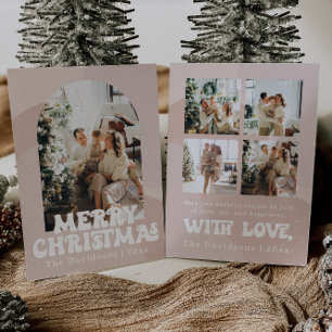 carte de Noël retro boho 70's voeux