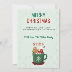 Carte de Noël Rétro Chocolat Chaud Fêtes de Fin d'