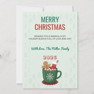 Carte de Noël Rétro Chocolat Chaud Fêtes de Fin d'
