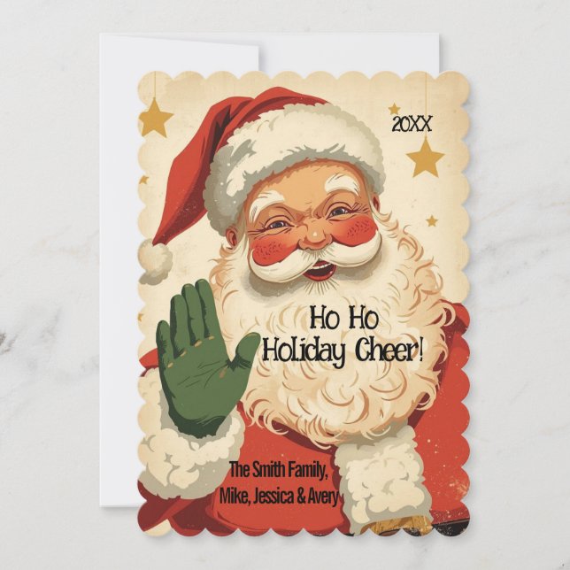 Carte de Noël rétro de Santa Ho Ho Vacances de joi (Devant)