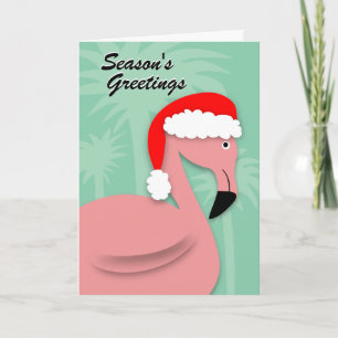 Carte de Noël Retro - Flamant rose rose