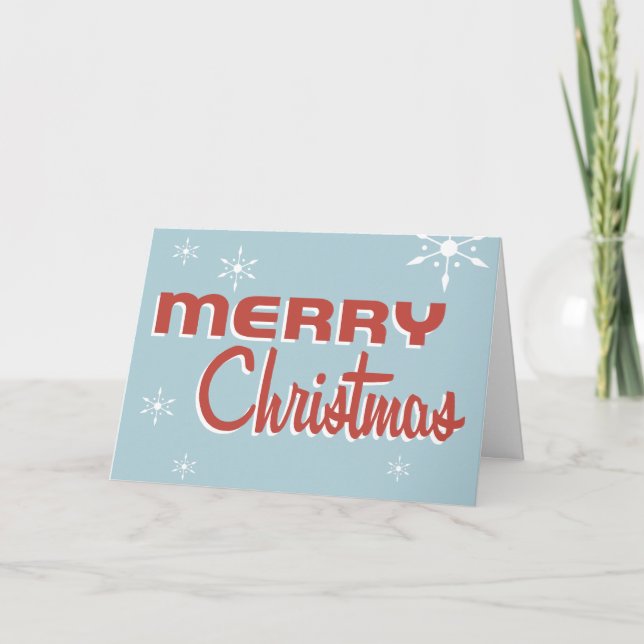 Carte de Noël Retro Flocon de neige du milieu du s (Devant)