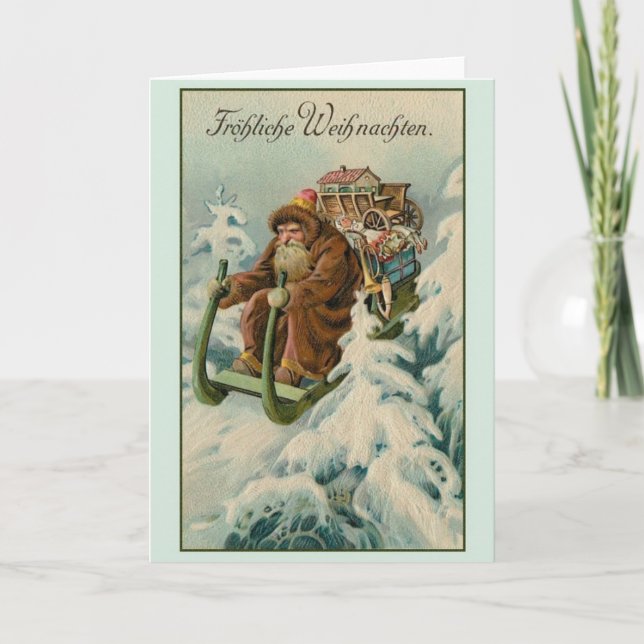 Carte de Noël Retro German Fröhliche Weihnachten (Devant)