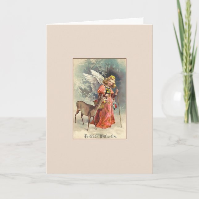 Carte de Noël Retro German Fröhliche Weihnachten (Devant)