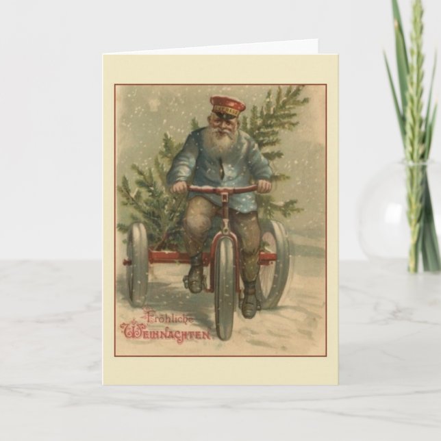 Carte de Noël Retro German Fröhliche Weihnachten (Devant)