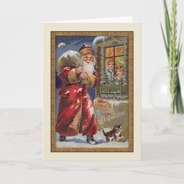 Carte de Noël Retro German Fröhliche Weihnachten (Devant)