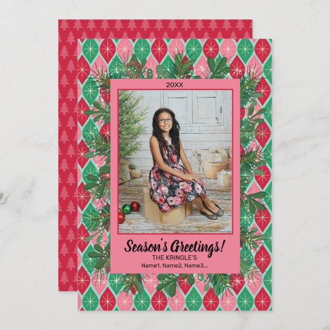 Carte de Noël Retro Grey (Devant / Derrière)