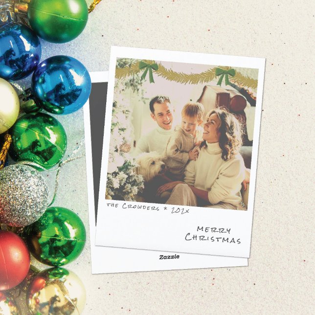 Carte de Noël rétro - Guirlande dorée et verte (Créateur téléchargé)