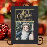 Carte de Noël rétro Santa Claus vintage<br><div class="desc">Envoyez l'esprit du style rétro de Noël avec cette charmante carte de Noël vintage du Père Noël. Laissez une touche de nostalgie de vacances réchauffer la journée de quelqu'un. Un design joyeux rétro du Père Noël fait revivre les souvenirs du passé de Noël et contribue à créer des souvenirs cette...</div>