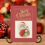 Carte de Noël rétro Santa Claus vintage<br><div class="desc">Envoyez l'esprit du style rétro de Noël avec cette charmante carte de Noël vintage du Père Noël. Laissez une touche de nostalgie de vacances réchauffer la journée de quelqu'un. Un design joyeux rétro du Père Noël fait revivre les souvenirs du passé de Noël et contribue à créer des souvenirs cette...</div>