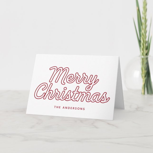 Carte de Noël rétro script Joyeux Noël (Devant)