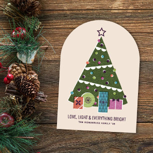 Carte de Noël Rétro Vintage Arbre Cadeaux