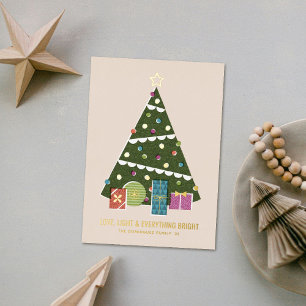 Carte de Noël Rétro Vintage Arbre de Noël en Feuil