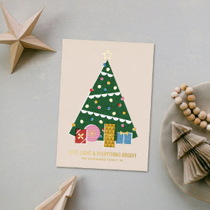 Carte de Noël Rétro Vintage Arbre de Noël en Feuil