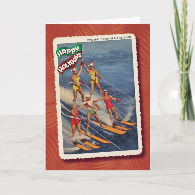 Carte de Noël Retro Waterski (Devant)