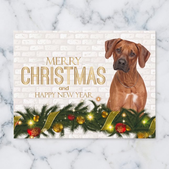 Carte de Noël Rhodesian Ridgeback (Rhodesian Ridgebacks make the holidays bright.)