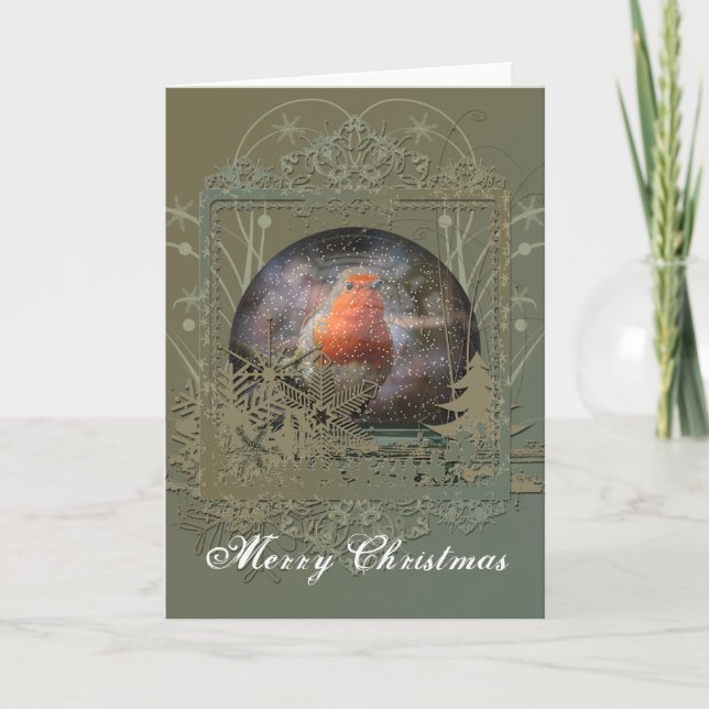 Carte de Noël Robin Snowglobe (Devant)