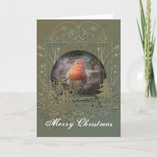 Carte de Noël Robin Snowglobe