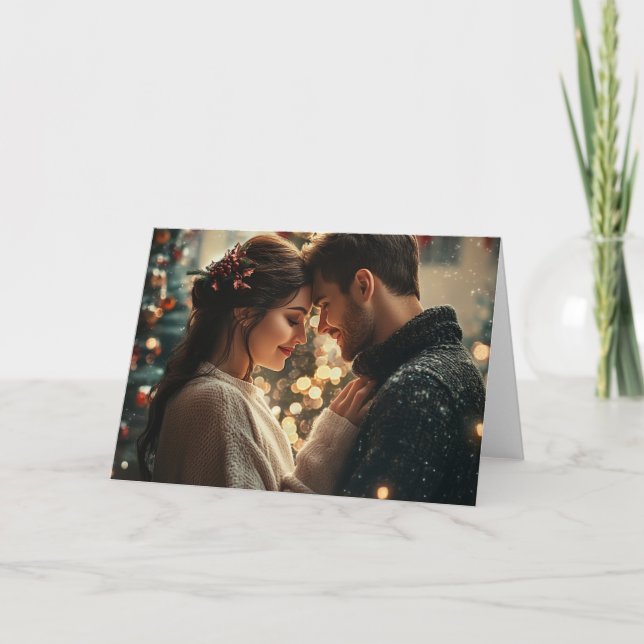 Carte de Noël romantique au coeur (Devant)