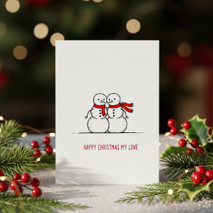 Carte de Noël Romantique - Baiser de Bonhomme de N