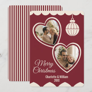 Carte de Noël romantique marron personnalisée avec