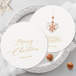 Carte de Noël ronde avec script or