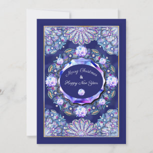 Carte de Noël Rosace bleue