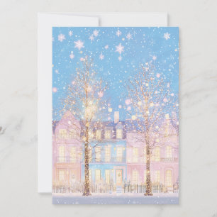 Carte de Noël rose et bleu Preppy