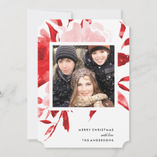 Carte de Noël Rose Florale Rouge