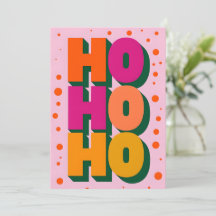Carte de Noël rose HOHOHO