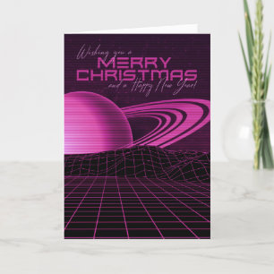Carte de Noël Rose Rétrowave