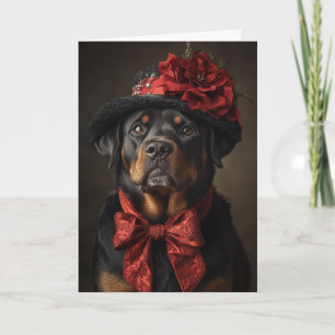 Carte de Noël Rottweiler Élégant Chien Victorien