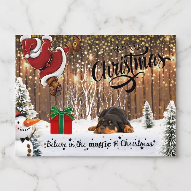 Carte de Noël Rottweiler, Père Noël (Holiday shenanigans begin with this postcard.)