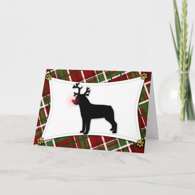 Carte de Noël Rottweiler Reindeer (Devant)