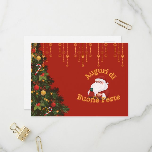 Carte de Noël rouge  (Devant/Arrière en situation)