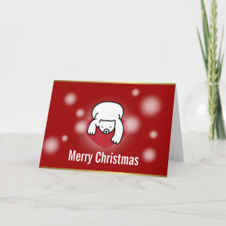 Carte de Noël rouge à neiges pour ours polaires