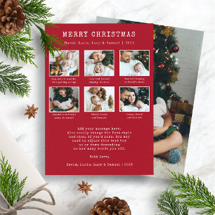Carte de Noël rouge avec collage de photos