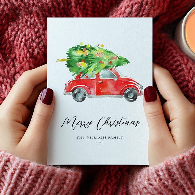 Carte de Noël rouge avec voiture (Créateur téléchargé)