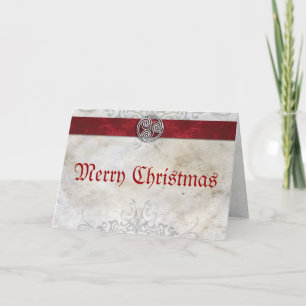 Carte de Noël rouge Celtic Knot Triskelion