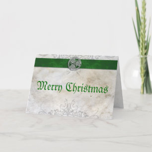 Carte de Noël rouge Celtic Knot Triskelion