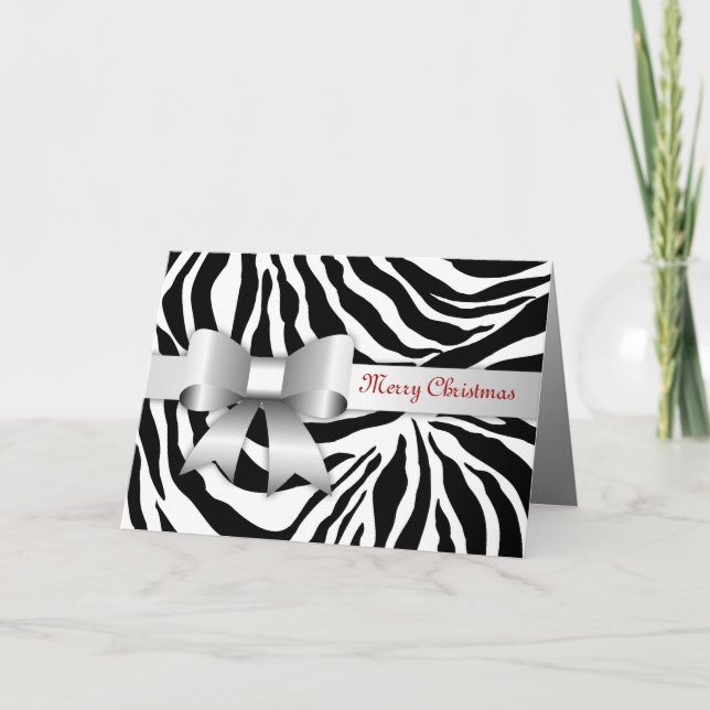 carte de Noël rouge de photo du zèbre 311-Golden (Devant)