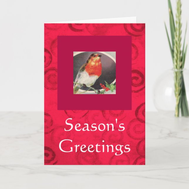 Carte de Noël rouge d'oiseau de vacances (Devant)