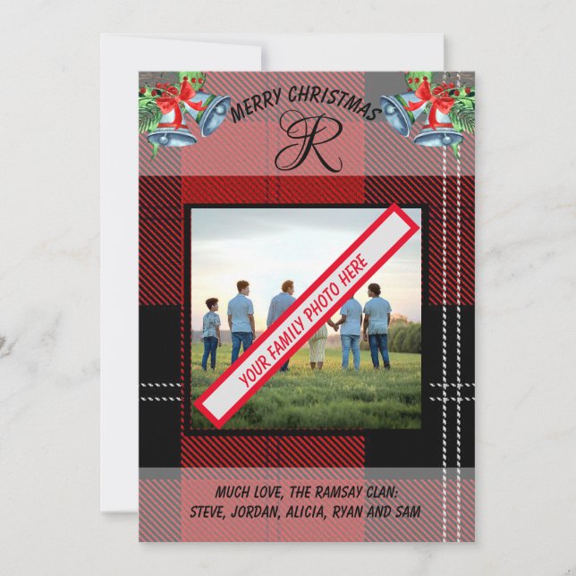 Carte de Noël rouge du Clan Ramsay d'Écosse (Devant)