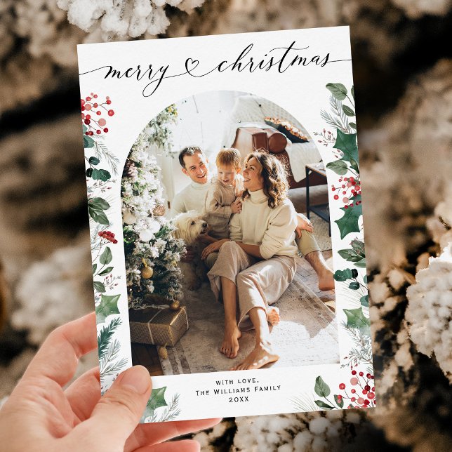 Carte de Noël rouge en forme d'arc moderne (Créateur téléchargé)