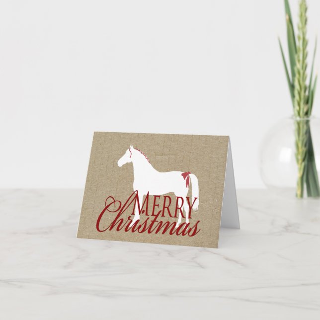 Carte de Noël rouge et blanc du cheval russe (Devant)