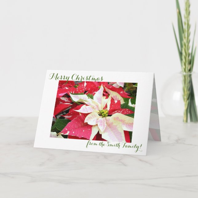 Carte de Noël Rouge et Blanc Poinsettia (Devant)