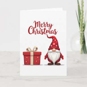 Carte de Noël rouge Gnome