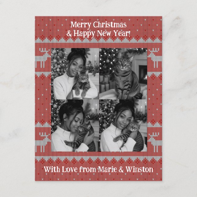 Carte de Noël rouge personnalisée (Devant)